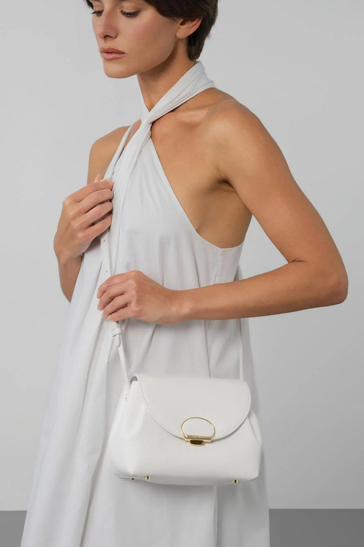 Lancaster Pečių krepšys su atvartu ir užsegimu S Milano Pia Baltas