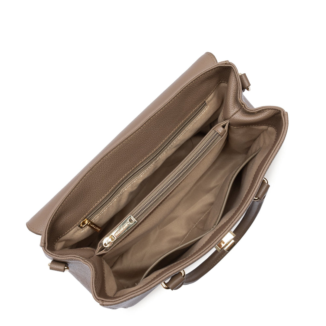 Lancaster Sac à main A rabat avec fermoir M Milano Cosmos Sable Foncé