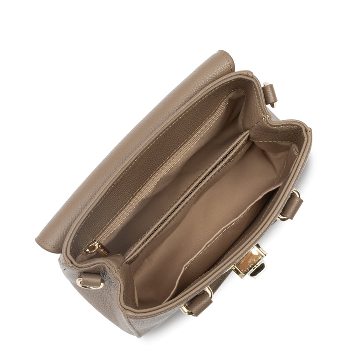 Lancaster Handtasche mit Klappe und Verschluss Mini Milano Cosmos Dunkelsand