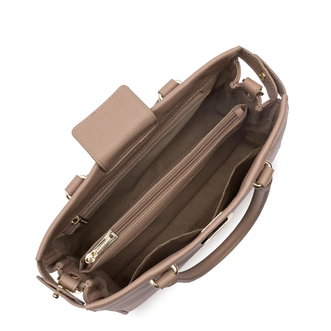 Lancaster Sac cabas main Avec fermoir Lady ROMY Nude Fumé