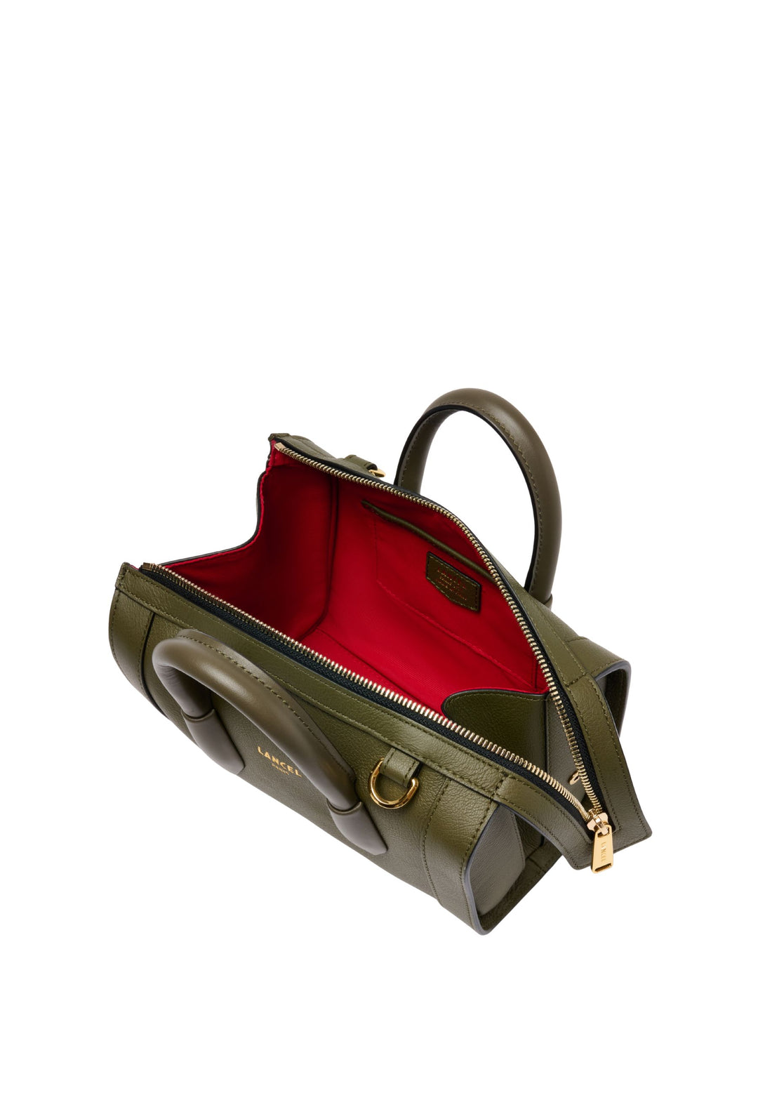 Lancel BCBG Mini-Tasche Bowlingtasche Leder Khaki