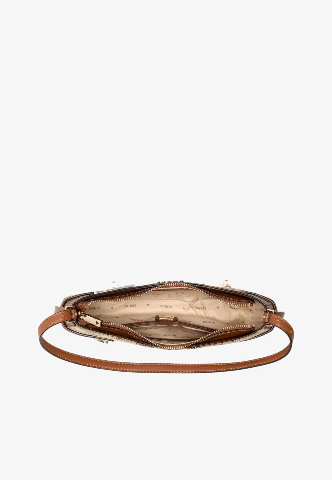 Guess Torba na ramię Melinda Logo Tri Com Latte Logo