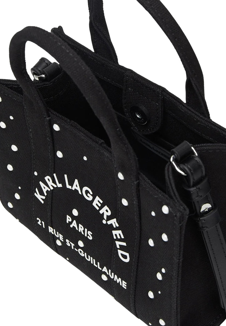 Karl Lagerfeld Mini fyrkantig shoppingväska i bomull med pärlor