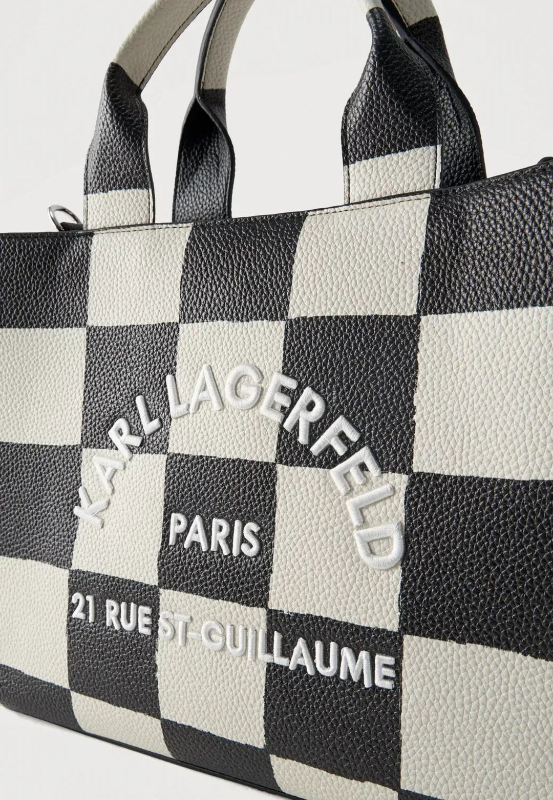 Karl Lagerfeld fyrkantig tote i svart och vitt damier