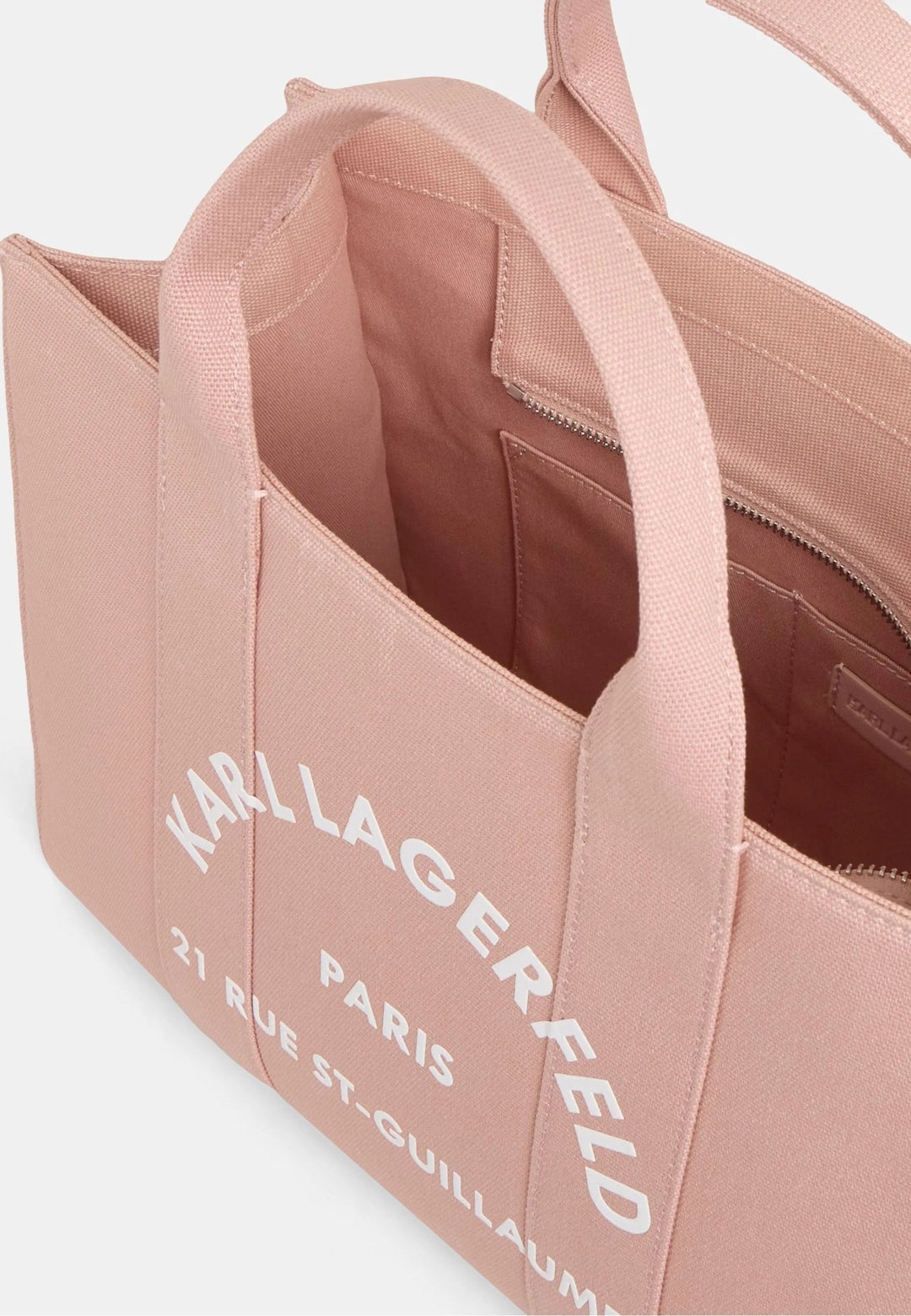 Karl Lagerfeld firkantet tote i pudderrosa bomuld