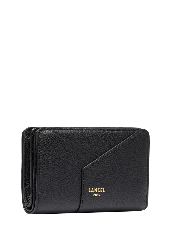 Lancel Enveloppe Portefeuille Rectangulaire Zippé Cuir Noir