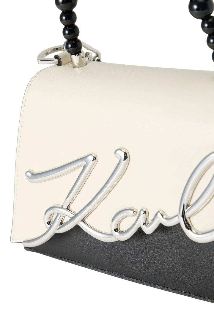Karl Lagerfeld Kabelka Signature 2.0 Perles černo-bílá