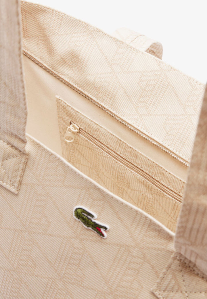 Lacoste Torba Tote XL Summer Pack Mono Jaquard Biały