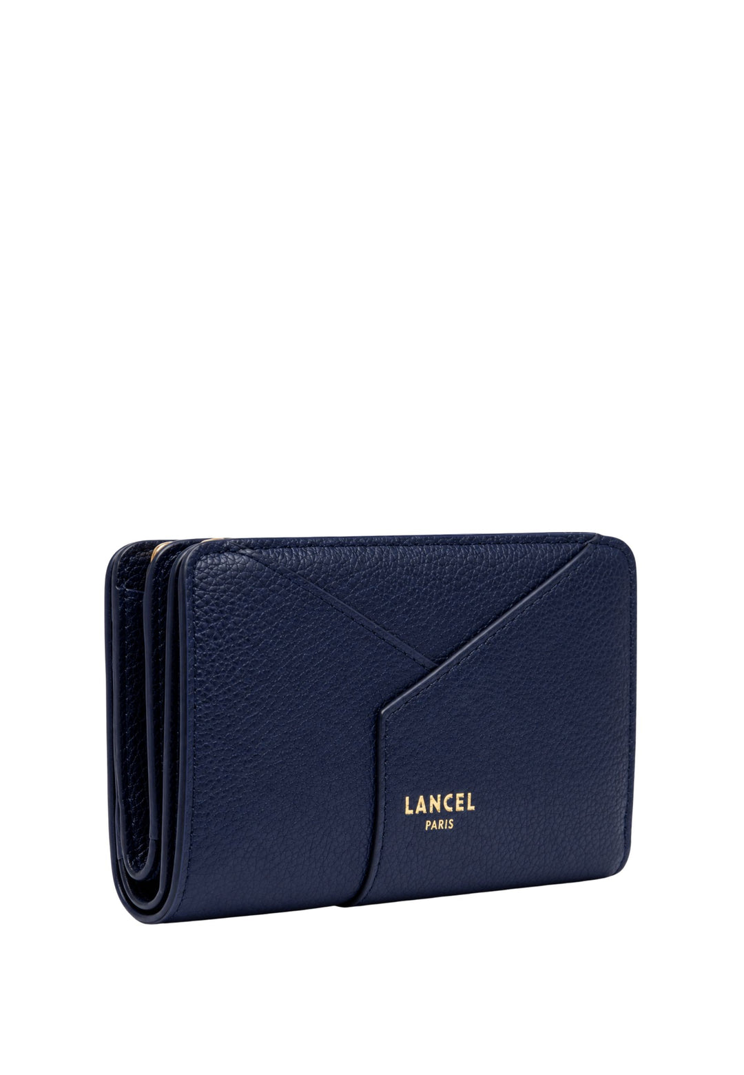 Lancel Enveloppe Portefeuille Rectangulaire Zippé Cuir Ultramarine