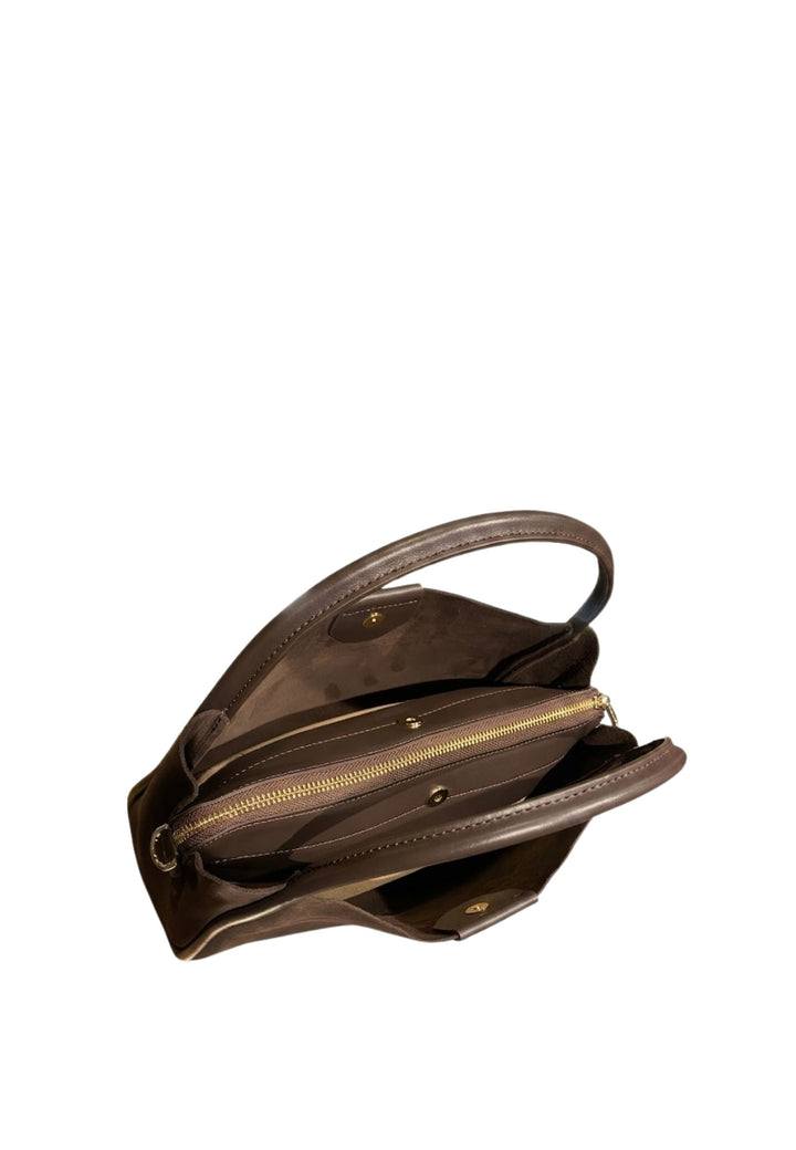 Lancaster Medium Magnetic Handbag Suède Ida Brown