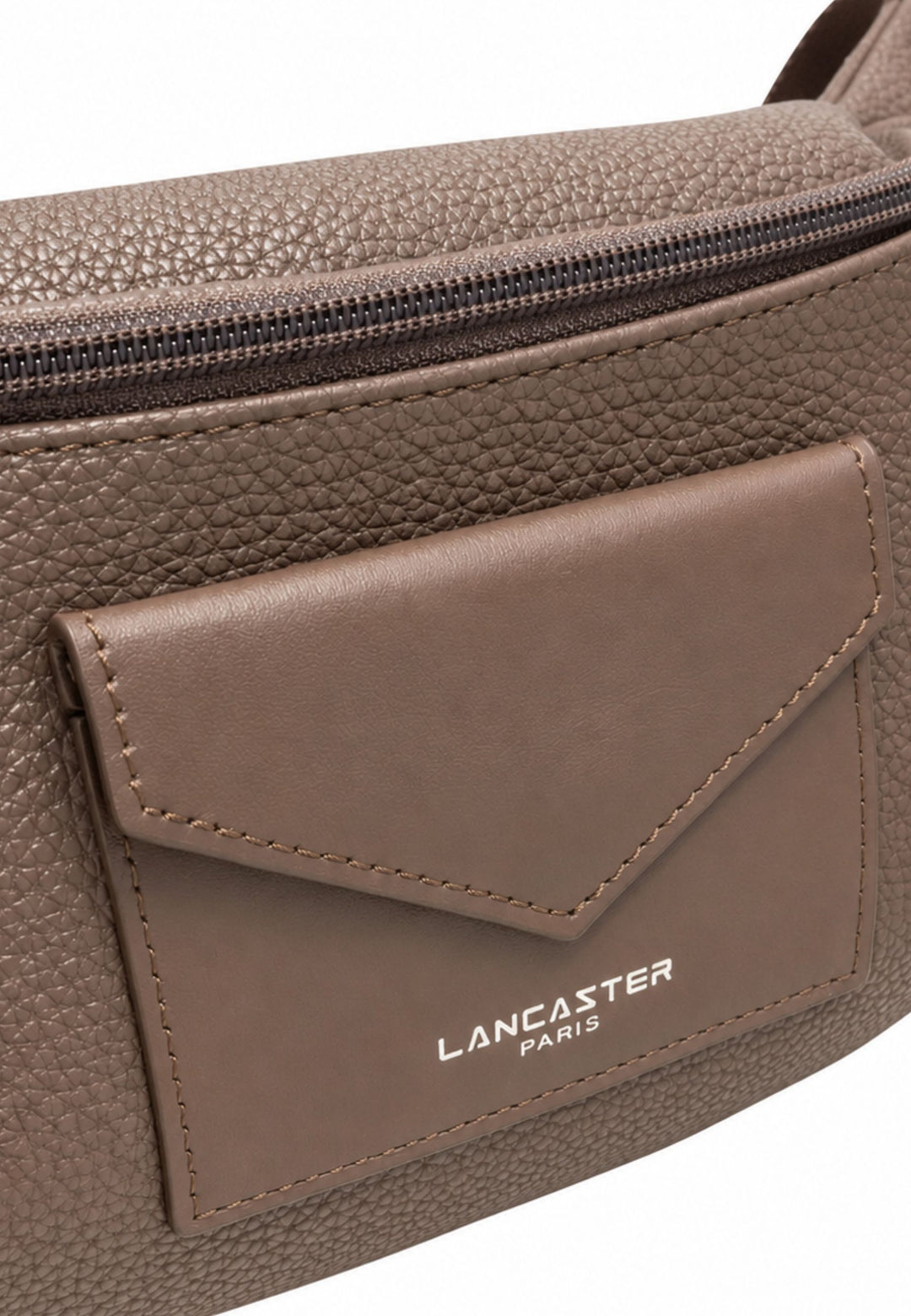 Lancaster Maya Double KBA Zippered Belt Bag Brown Leather Trim