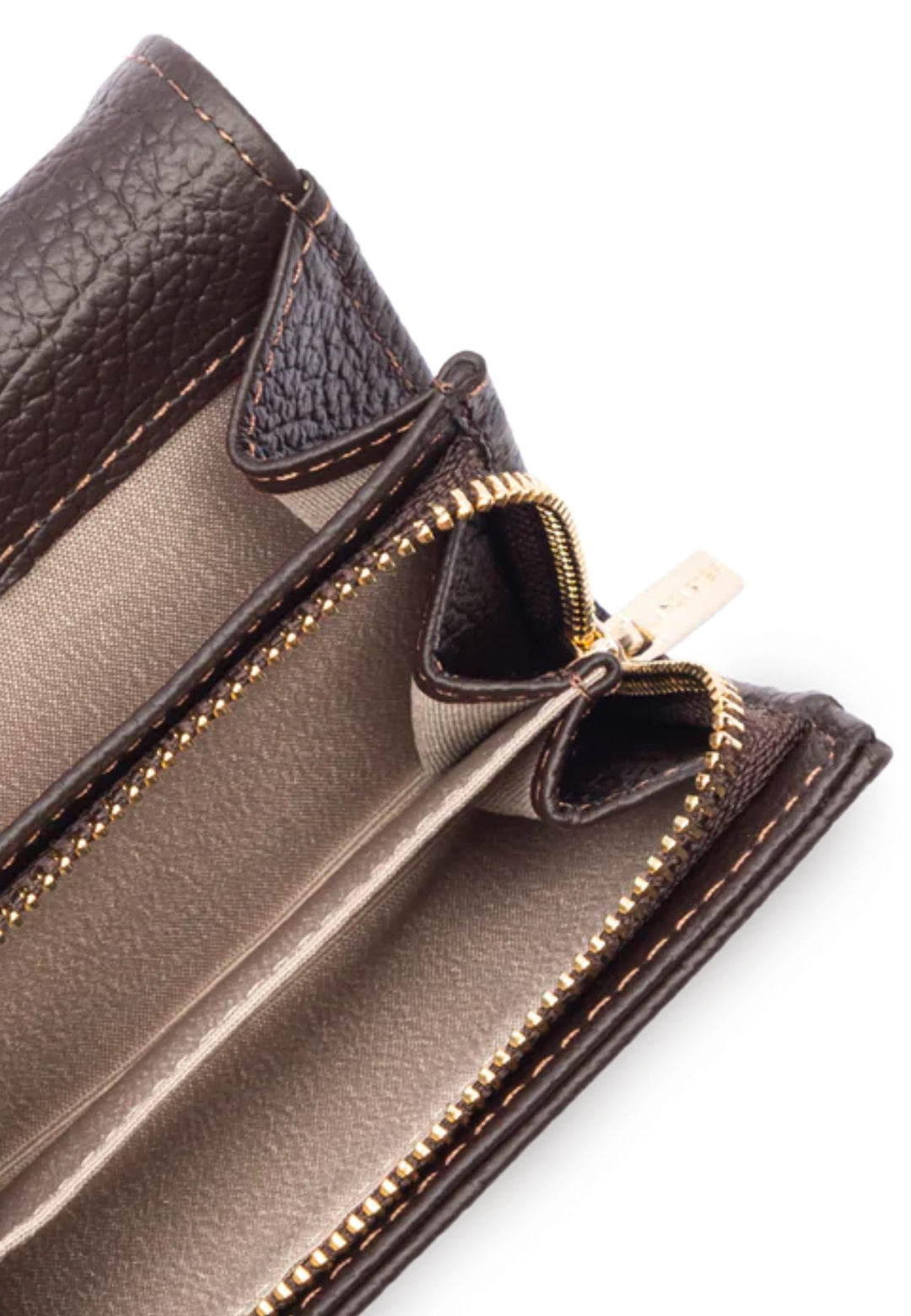 Lancaster Cartera con solapa y botón a presión Dune Cuero Marrón Oscuro