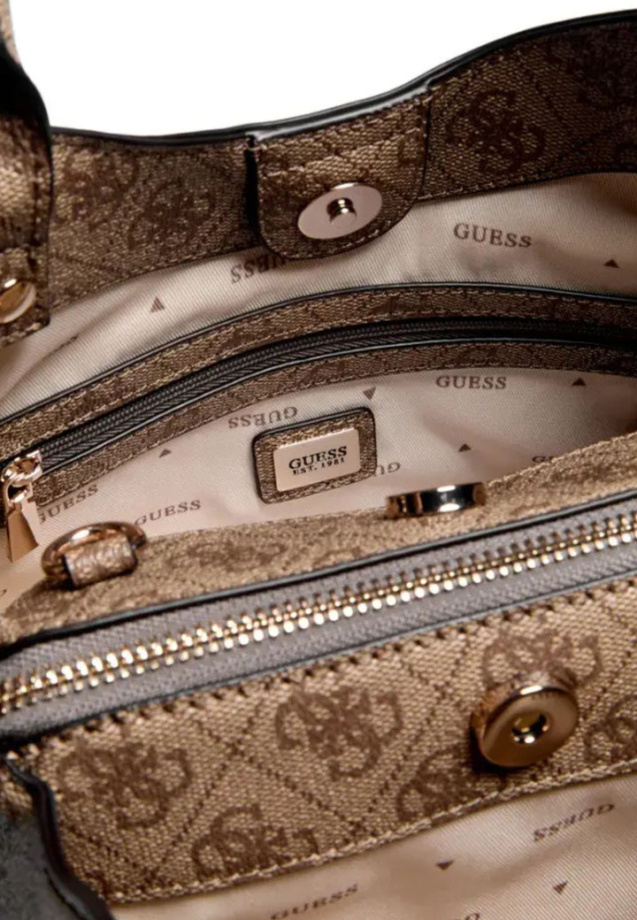 Guess Lorella Petit Monogramme Latte Logo Tote Bag