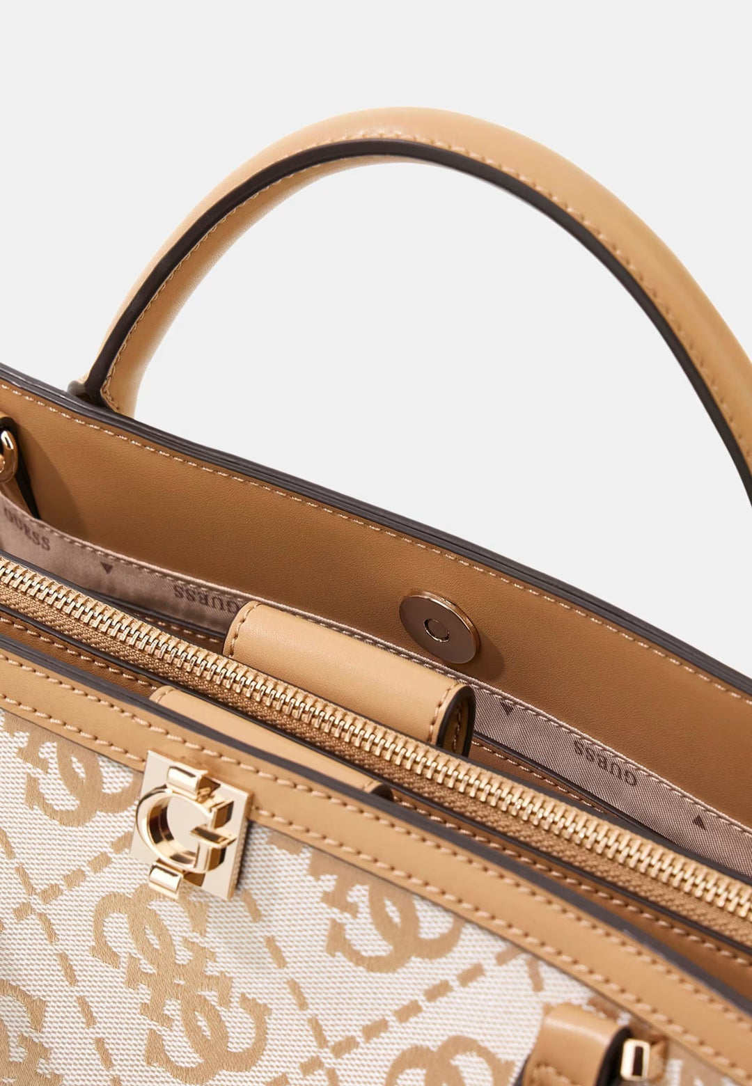 Guess Håndtaske Audrey Petit Monogramme Beige Logo