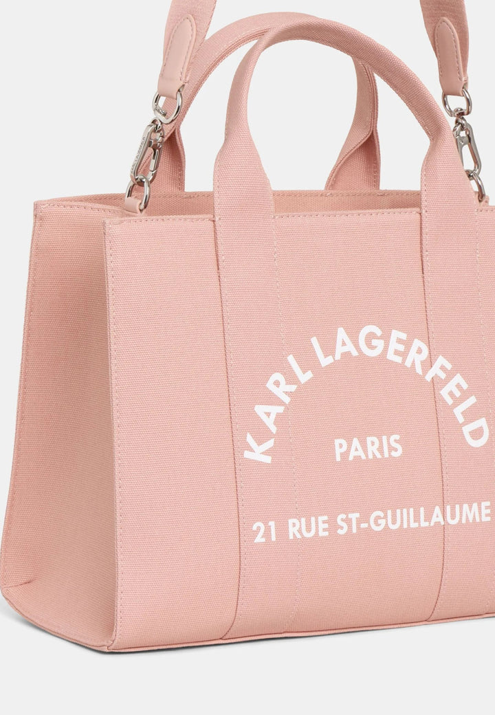 Karl Lagerfeld firkantet tote i pudderrosa bomuld