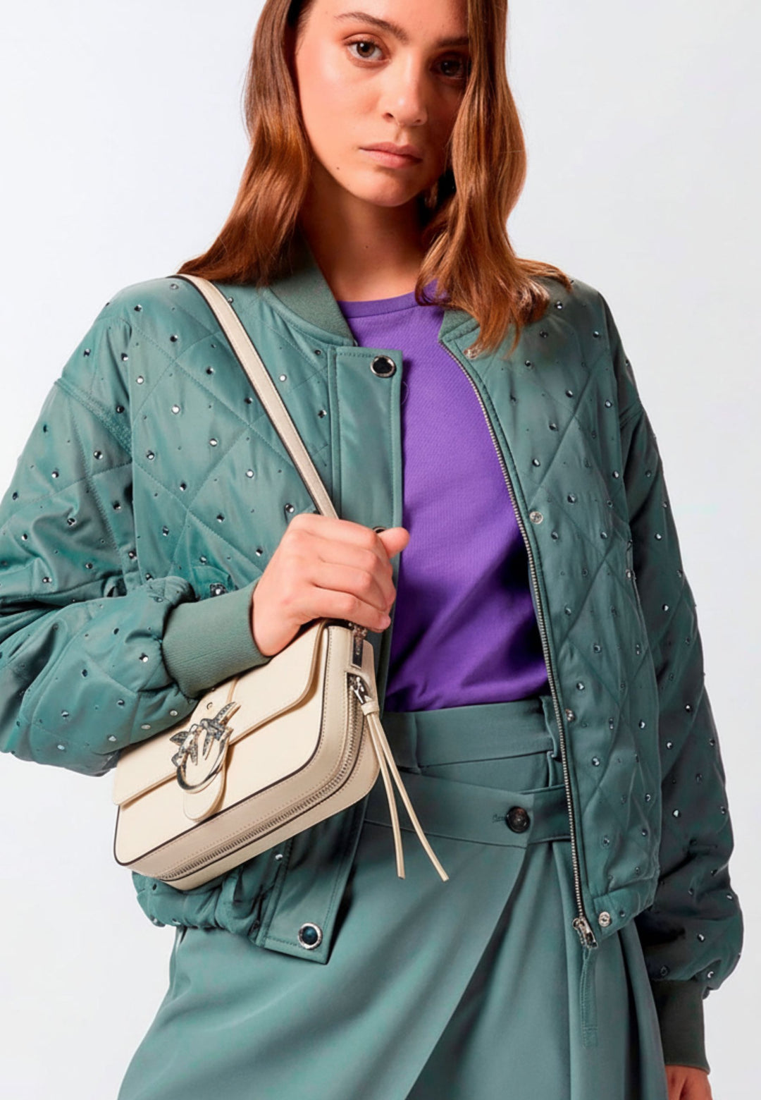 Pinko Sac Rabat Love One Slouchy Zip Mini Vite Blanc