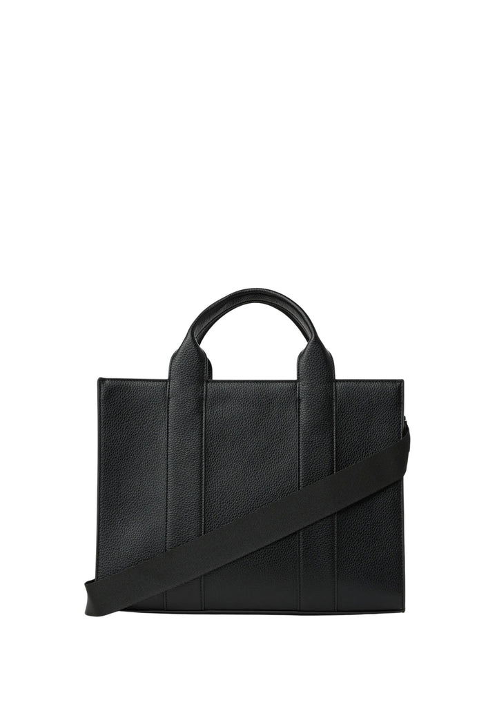 Karl Lagerfeld firkantet tote i hvidt og sort kornet læder