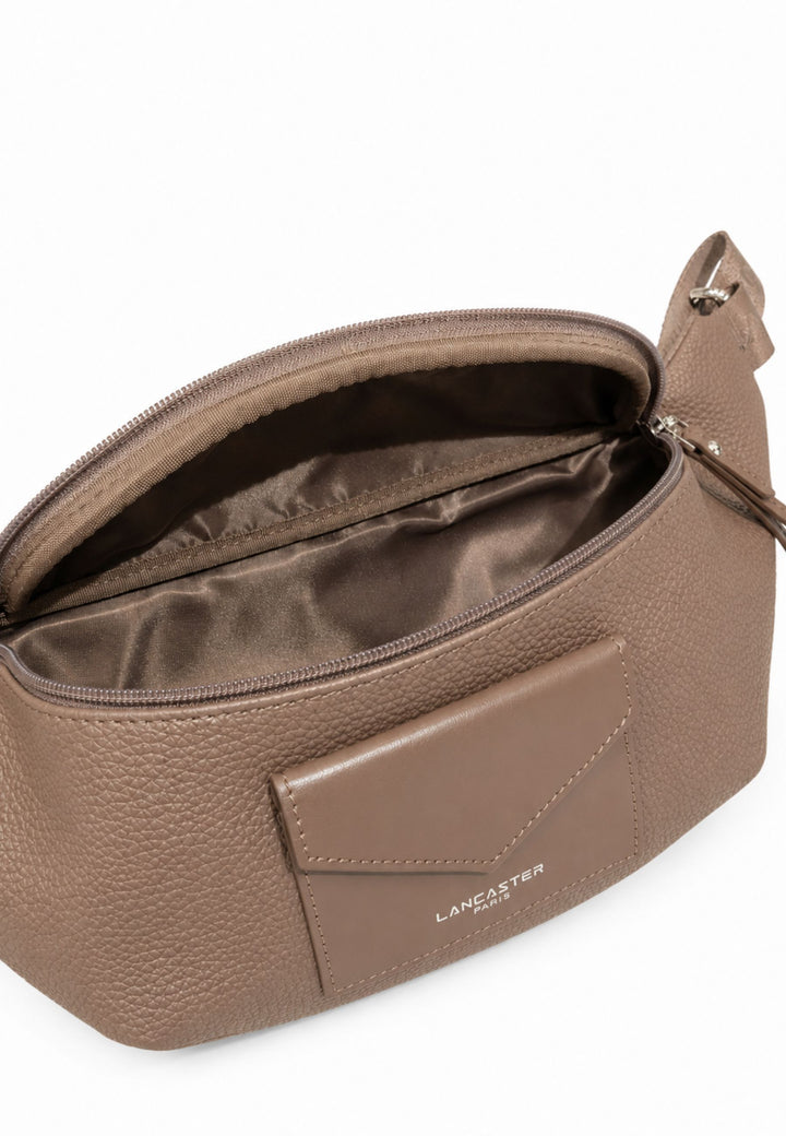 Lancaster Maya Double KBA Zippered Belt Bag Brown Leather Trim
