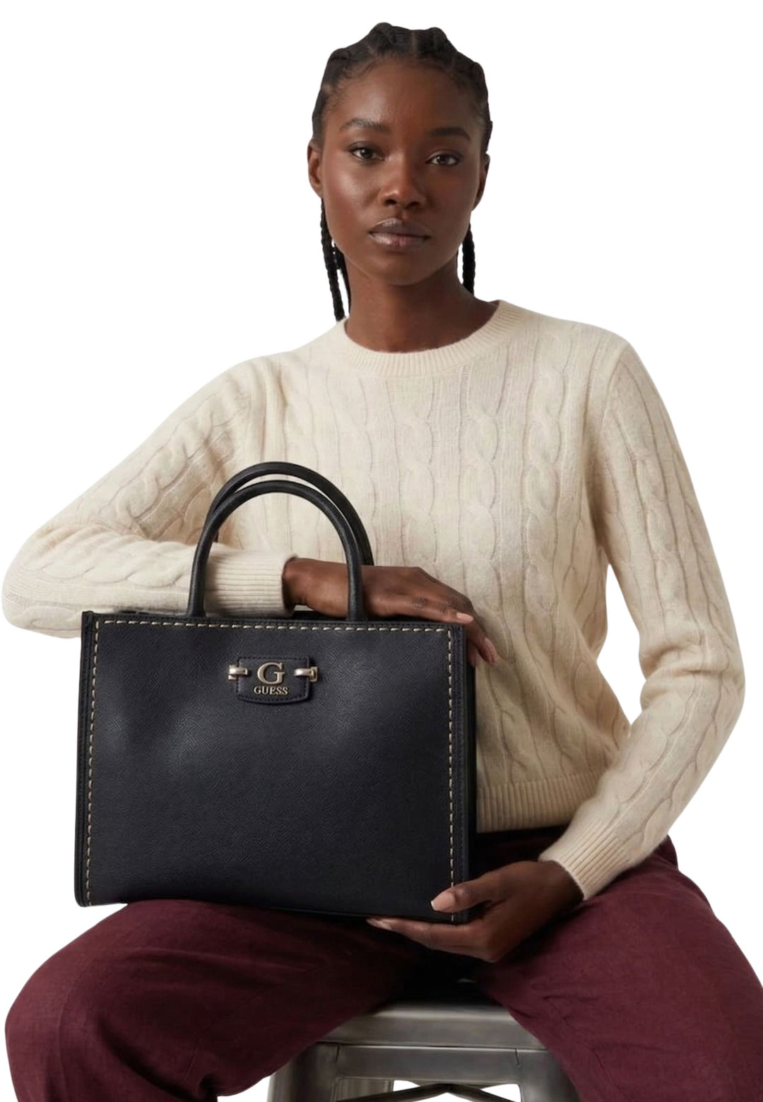 Borsa a tracolla Guess Anadela 3 Comp Satch Nero