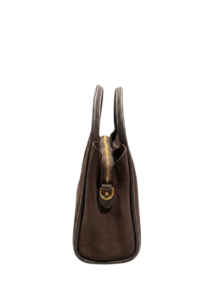 Lancaster Medium Magnetic Handbag Suède Ida Brown