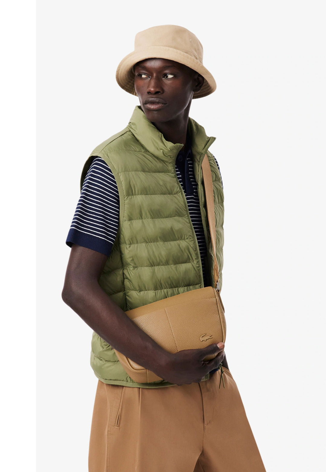Lacoste Skuldertaske Magnus Brun Cookie Læder