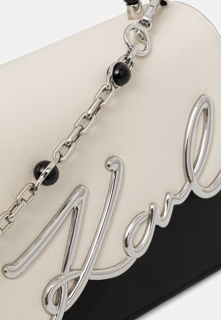 Karl Lagerfeld Kabelka Signature 2.0 Perles černo-bílá