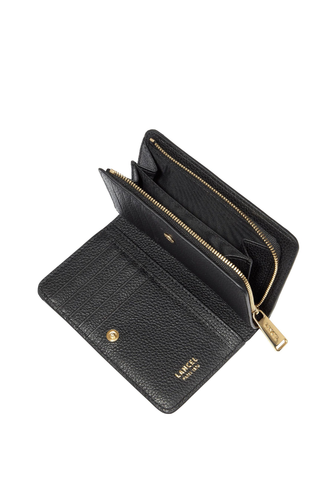Lancel Enveloppe Portefeuille Rectangulaire Zippé Cuir Noir