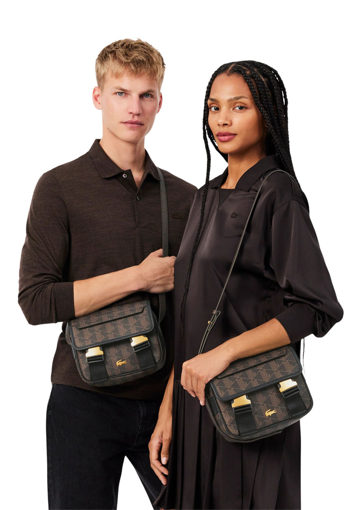 Lacoste Borsa a cartella The Blend Monogramma Nero Shiitake