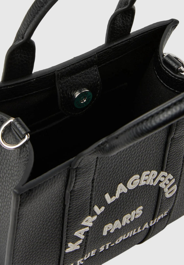 Karl Lagerfeld Mini firkantet tote i kornet hvid & sort