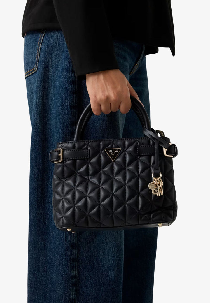 Guess Mini sac à main matelassé Paisleigh Black