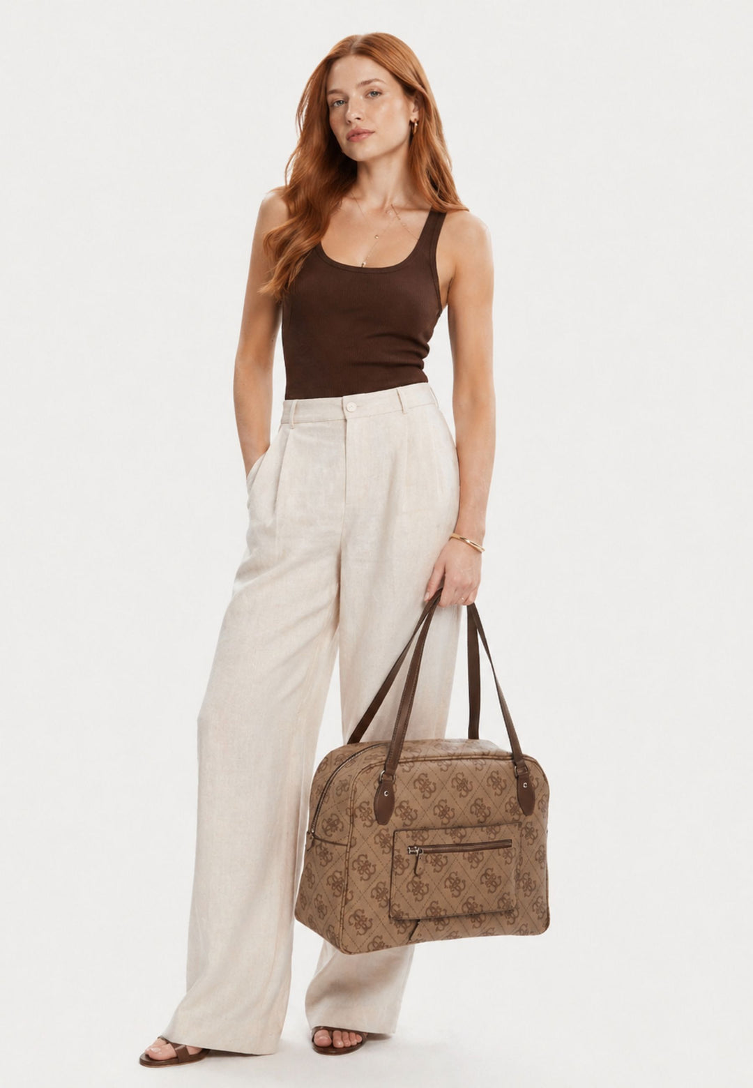 Guess Reisikott Berta Tualettkott Train Latte Logo/Pruun OB8688916