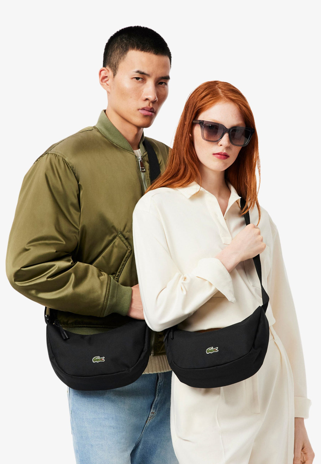 Lacoste Borsa a mezzaluna Neocroc Nero