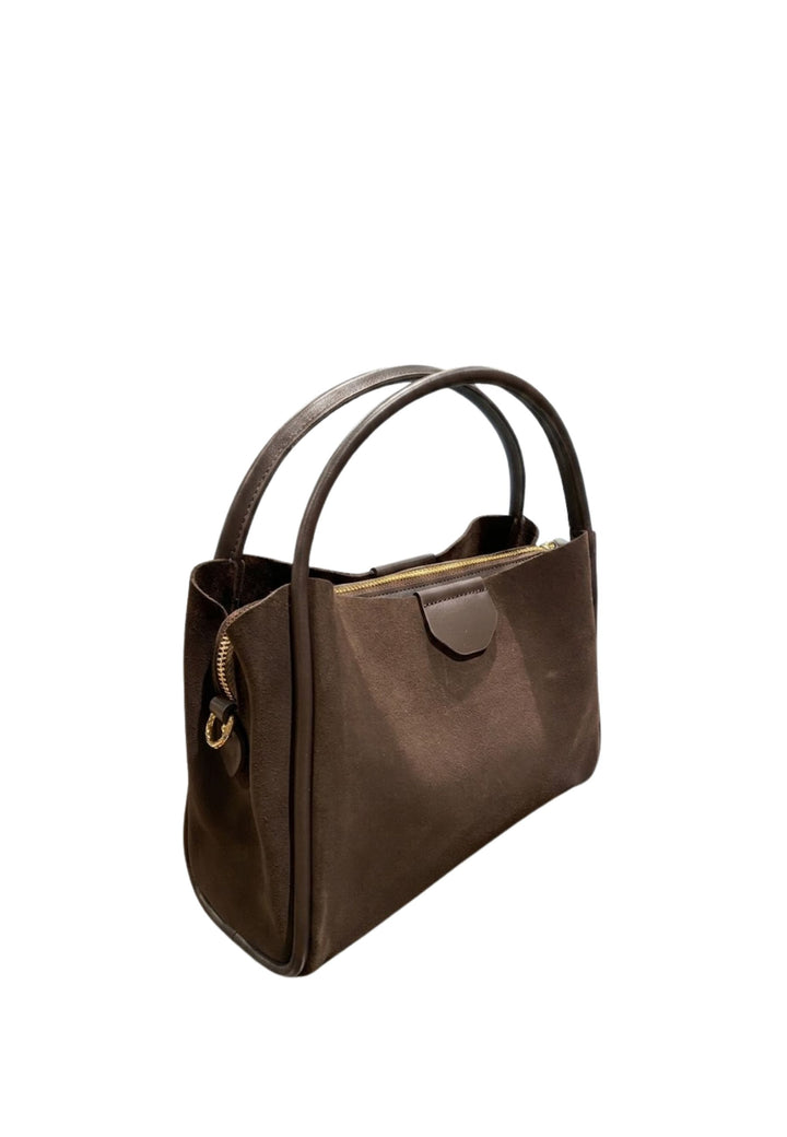Lancaster Medium Magnetic Handbag Suède Ida Brown
