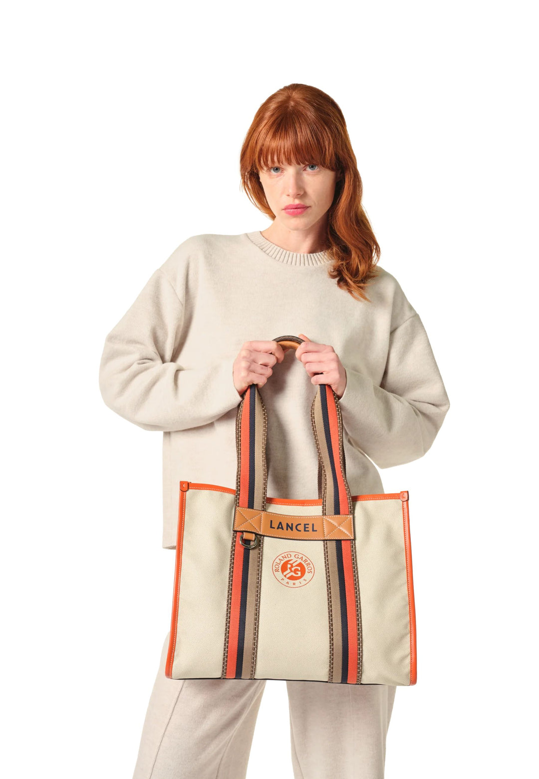 Mala Tote Lancel Roland Garros Natural/Terra Batida Mulher