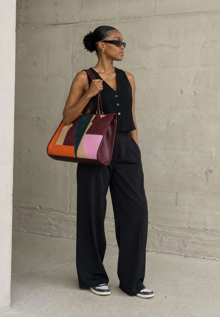 Lancel Jour Cabas Zippé L Cuir Multicolore