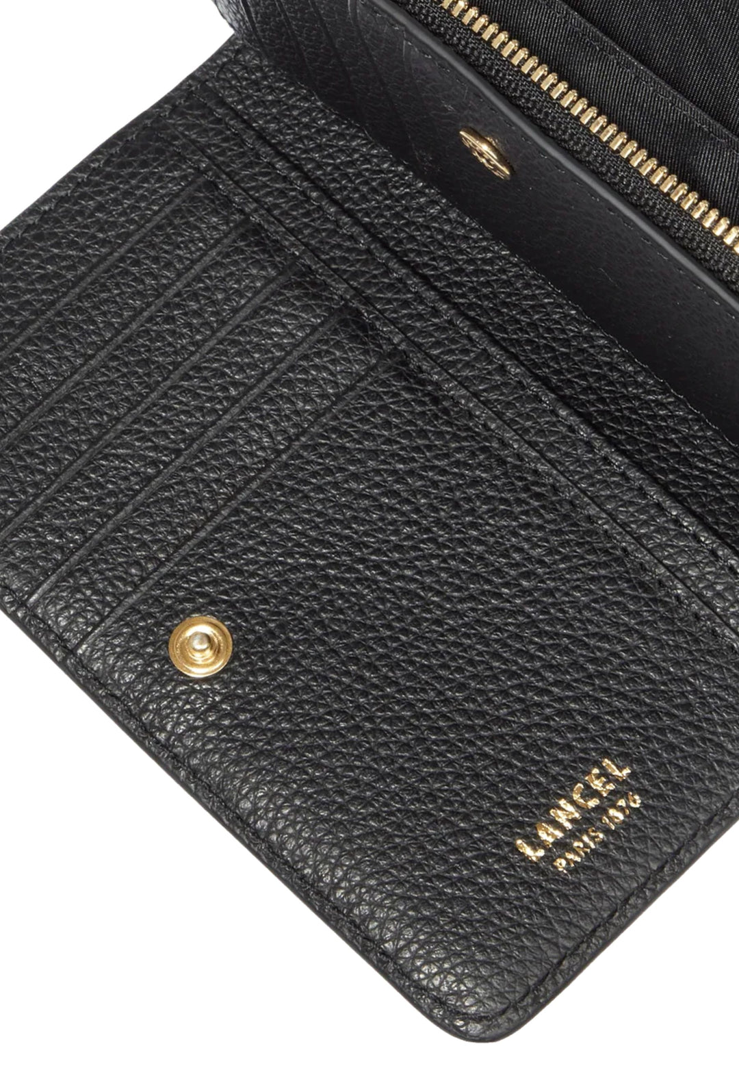 Lancel Enveloppe Portefeuille Rectangulaire Zippé Cuir Noir