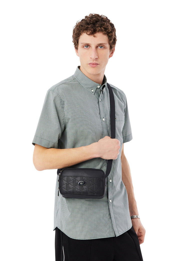 Lacoste Sacoche monogramme en cuir Noir