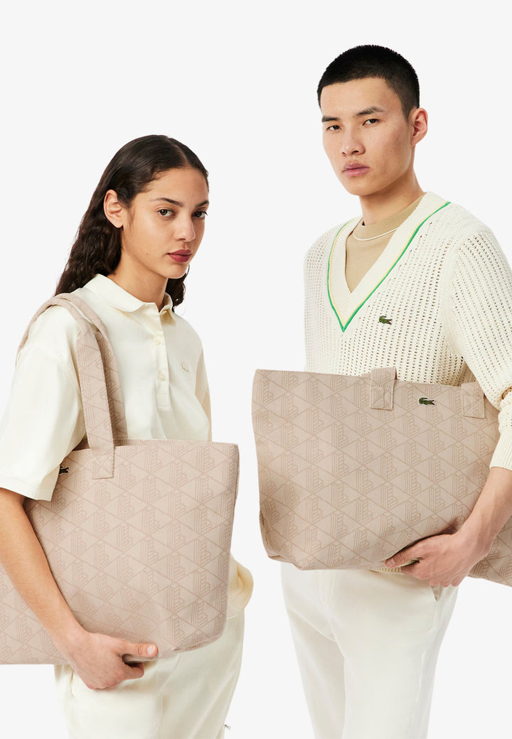 Lacoste Torba Tote XL Summer Pack Mono Jaquard Biały