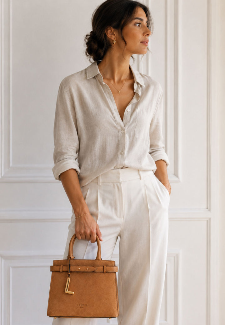 Lancel Faubourg Shopper Leer Camel