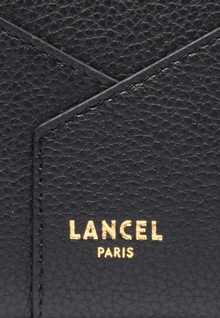 Lancel Enveloppe Portefeuille Rectangulaire Zippé Cuir Noir