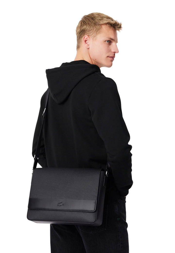 Lacoste Stor Chantaco messenger taske i læder Sort