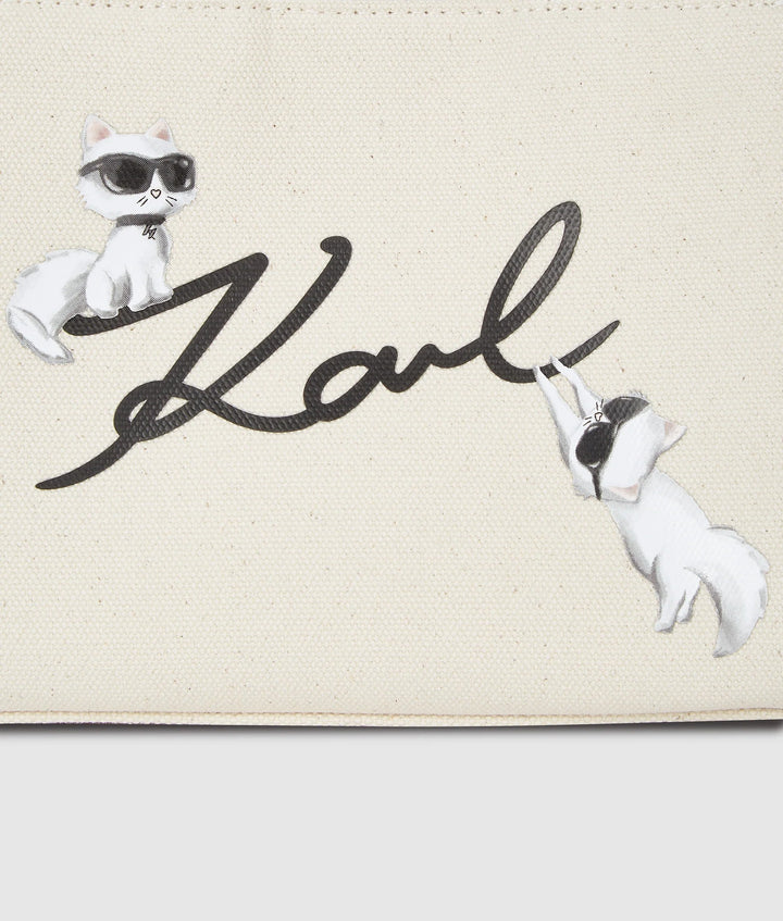 Mala de mão Karl Lagerfeld Ikon Signature B1W50094 Choupette Blanc Natural