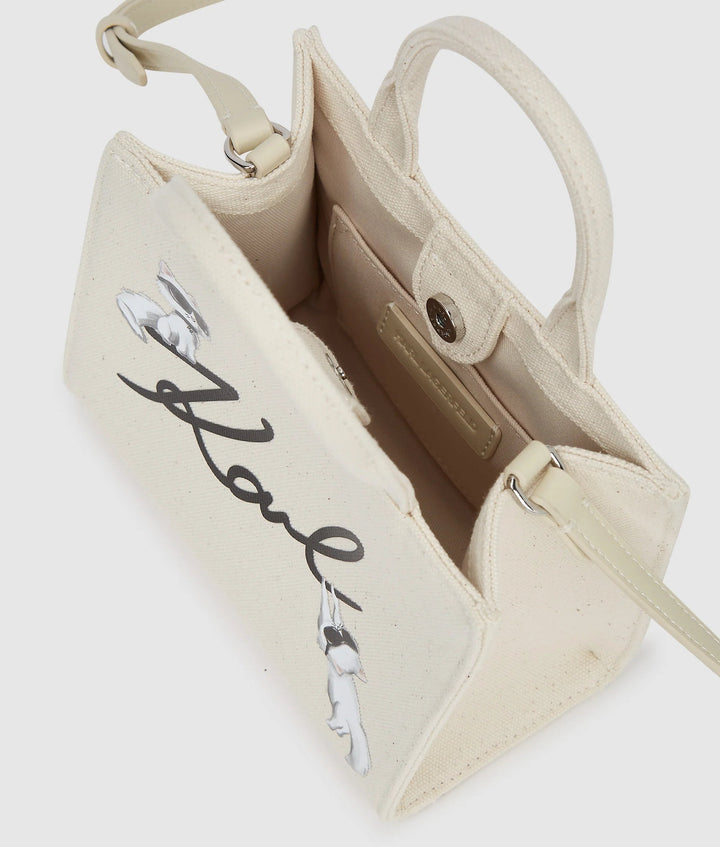 Mala de mão Karl Lagerfeld Ikon Signature B1W50094 Choupette Blanc Natural