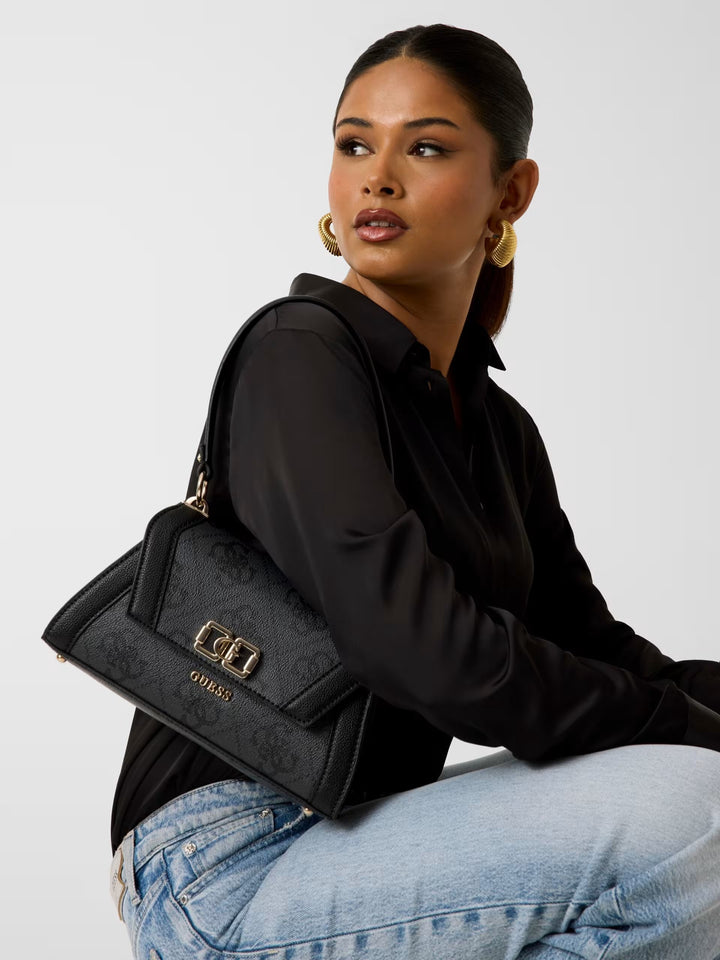 Guess Karnilla Logo Bucket håndtaske Coal Logo