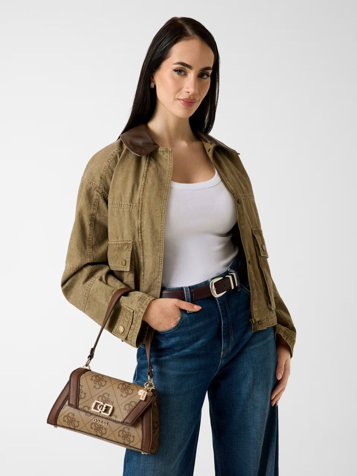 Guess Malas de mão Karnilla Logo Bucket Latte Logo/Brown OS990119