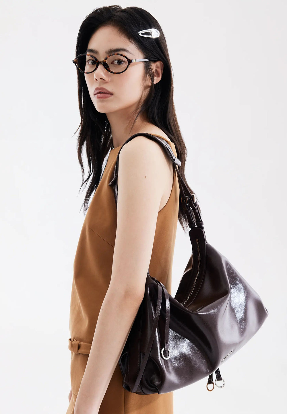 Amazing Song Sac Hobo Donut Large Chocolat, vue portée