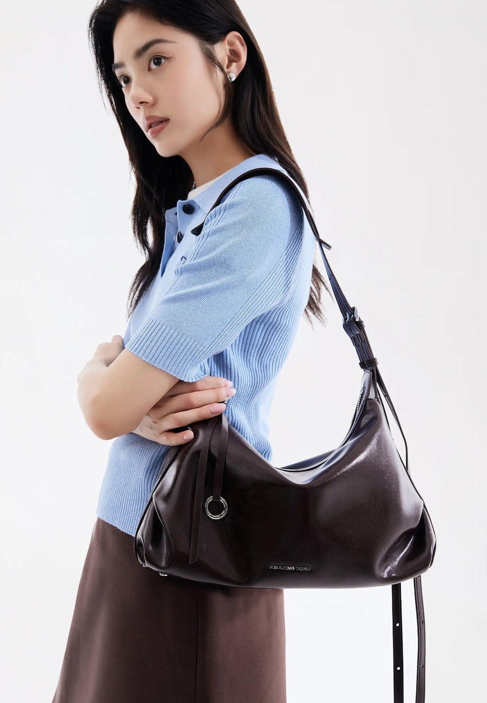 Amazing Song Sac Hobo Donut Small Chocolat, vue portée