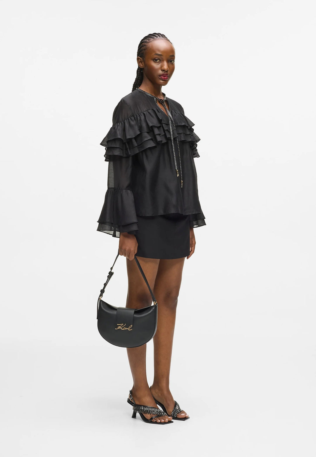 Mala de ombro Karl Lagerfeld K/Signature Preto/Dourado