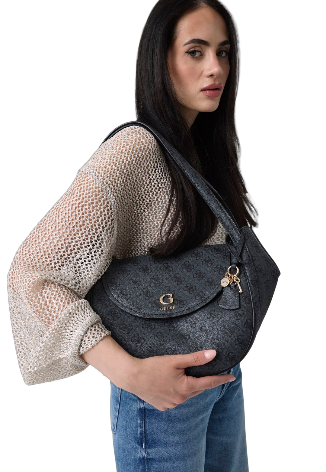 Guess Sac à Rabat Coleen Monogramme Coal Logo — vue vue