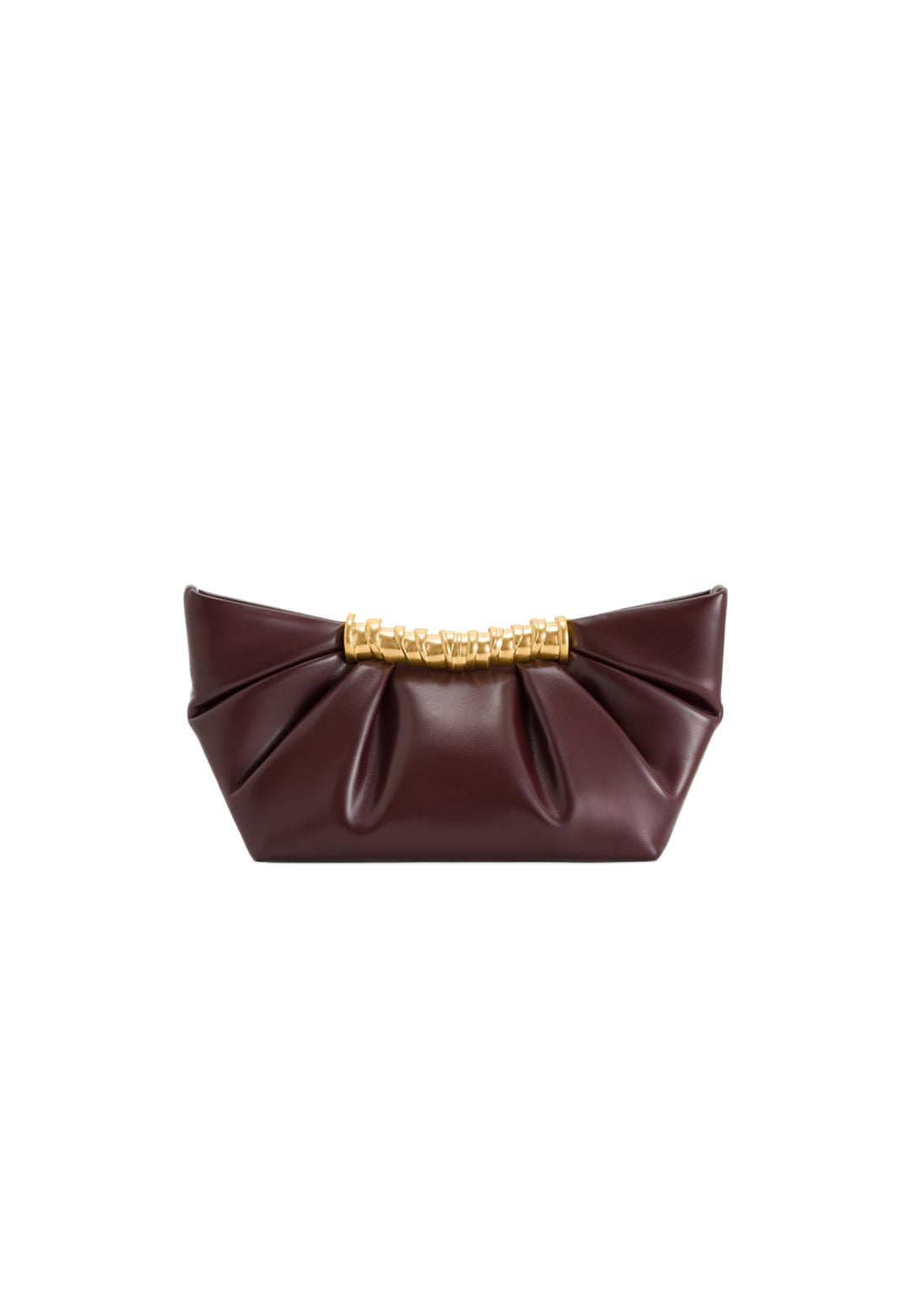 Pochette JW PEI Leia Deep Burgundy avec fermoir doré texturé, vue de face